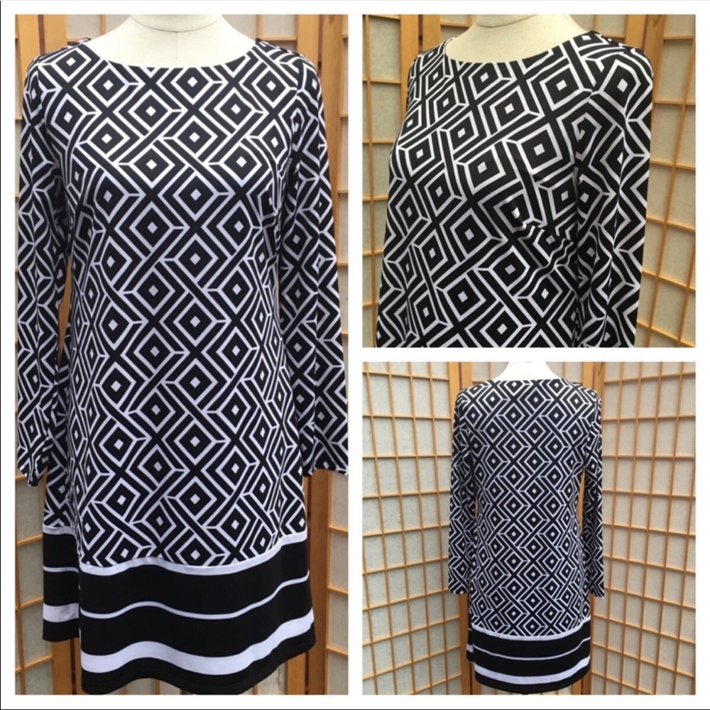 I.N.C Black & White Print Dress SZ PL
